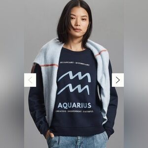 The Zodiac Sweatshirt by Catherine O'Sullivan XL Navy -Anthropologie